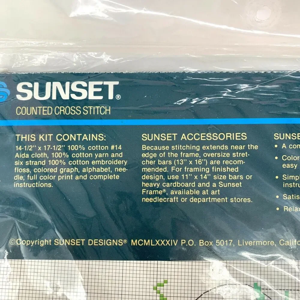 Sunset Counted Cross Stitch Craft Kit Vegetables Favorites Corn Peas # 2931
